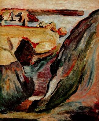 贝尔岛的岩石 Rochers a Belle Île (1896)，亨利·马蒂斯