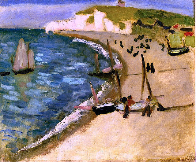 埃特雷塔特的亚特阿蒙特悬崖 Yaht Amont Cliffs at Etretat (c.1921)，亨利·马蒂斯