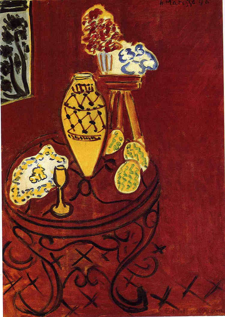 内饰为威尼斯红 Interior in Venetian Red (1946),亨利·马蒂斯