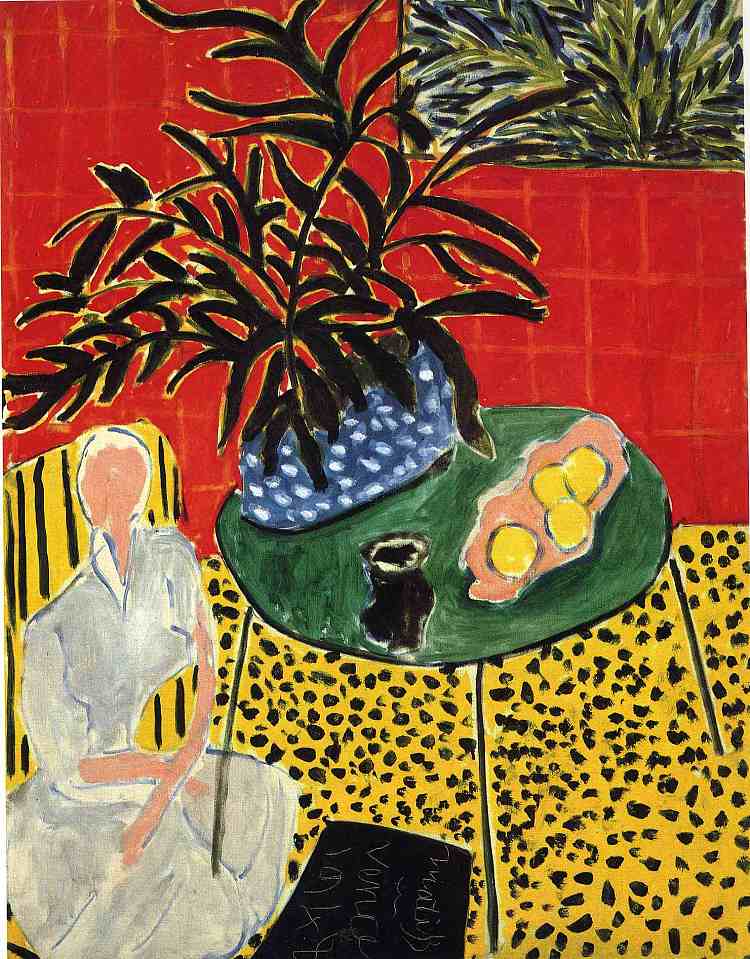 室内装饰:黑蕨 Interior with Black Fern (1948)，亨利·马蒂斯