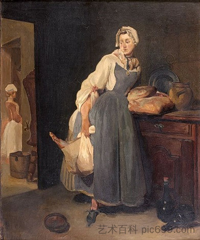 供应商(夏丹之后的副本) La Pourvoyeuse (copy After Chardin) (c.1893)，亨利·马蒂斯