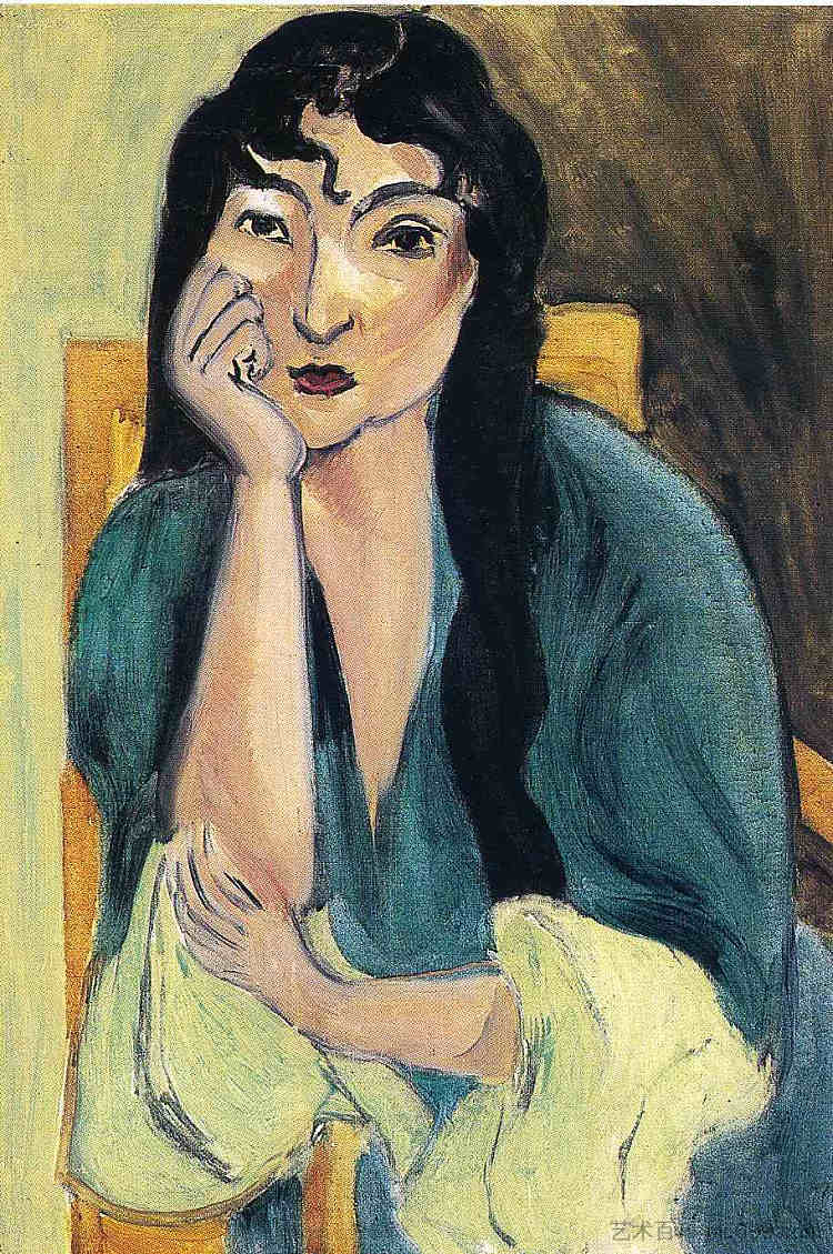 穿绿衣服的劳瑞特 Laurette in Green (1917)，亨利·马蒂斯