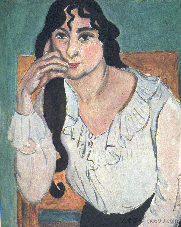 白色衬衫的劳雷特 Laurette with a White Blouse (1917)，亨利·马蒂斯