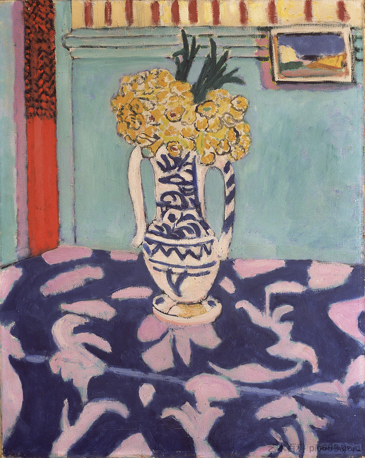 布谷鸟，蓝色和粉红色地毯 Les Coucous, Tapis Bleu Et Rose (1911)，亨利·马蒂斯