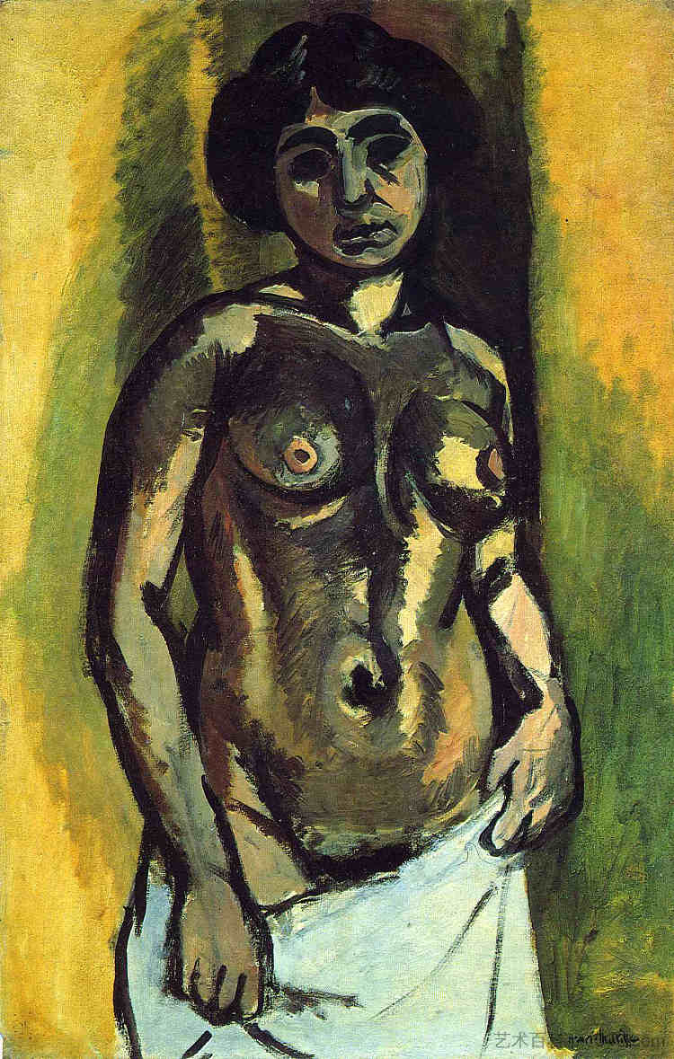 裸色（黑色和金色） Nude (Black and Gold) (1908)，亨利·马蒂斯