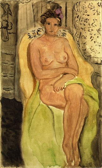 裸体坐在扶手椅上，双腿交叉 Nude in an Armchair, Legs Crossed (1920)，亨利·马蒂斯
