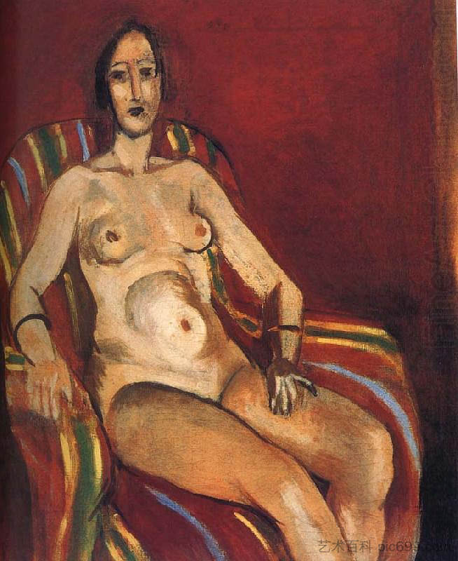 红色背景前的裸体 Nude in Front of a Red Background (1923)，亨利·马蒂斯