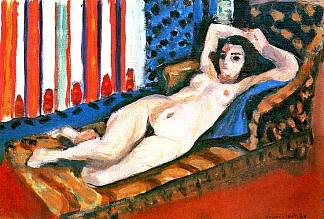 裸体在红色沙发上 Nude on a Red Couch (1921)，亨利·马蒂斯