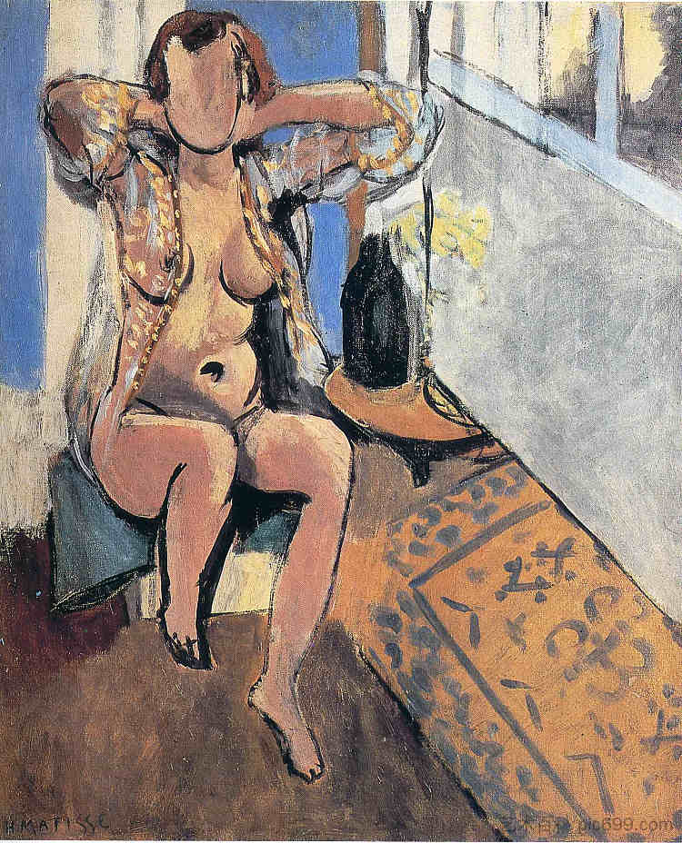 裸色，西班牙地毯 Nude, Spanish Carpet (1919)，亨利·马蒂斯