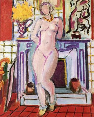裸体站在壁炉前 Nude Standing in Front of the Fireplace (1936)，亨利·马蒂斯