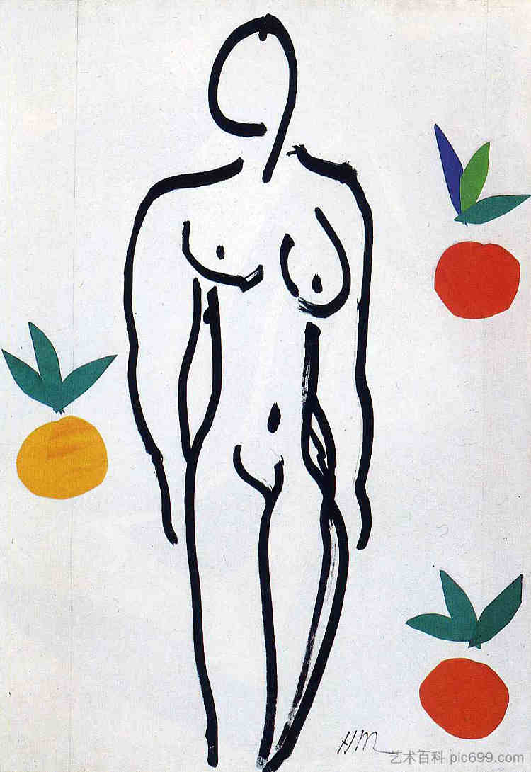 裸色橙 Nude with Oranges (1951)，亨利·马蒂斯