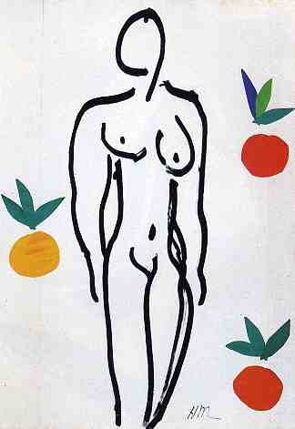 裸色橙 Nude with Oranges (1951)，亨利·马蒂斯