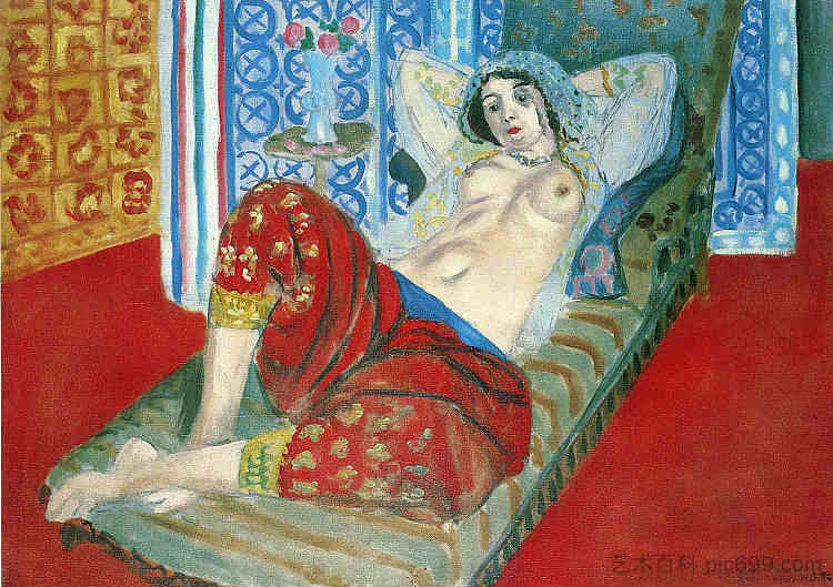 红色裙裤中的奥达利斯克 Odalisque in Red Culottes (1921)，亨利·马蒂斯