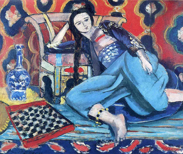 带有土耳其椅子的奥达利斯克 Odalisque with a Turkish Chair (1928)，亨利·马蒂斯