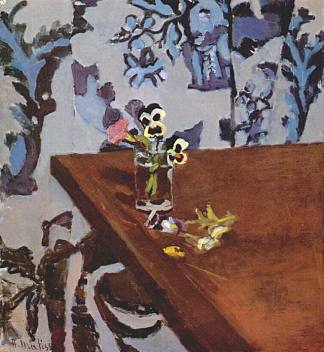 三色堇在桌子上 Pansies on a Table (1919)，亨利·马蒂斯