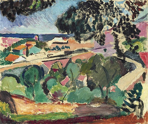 贝利奇·德·科利尔 Paysage De Collioure (c.1907),亨利·马蒂斯