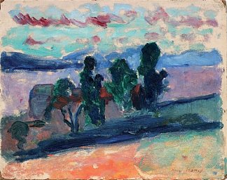 黄昏时圣特罗佩的风景 Paysage De Saint Tropez Au Crépuscule (1904)，亨利·马蒂斯