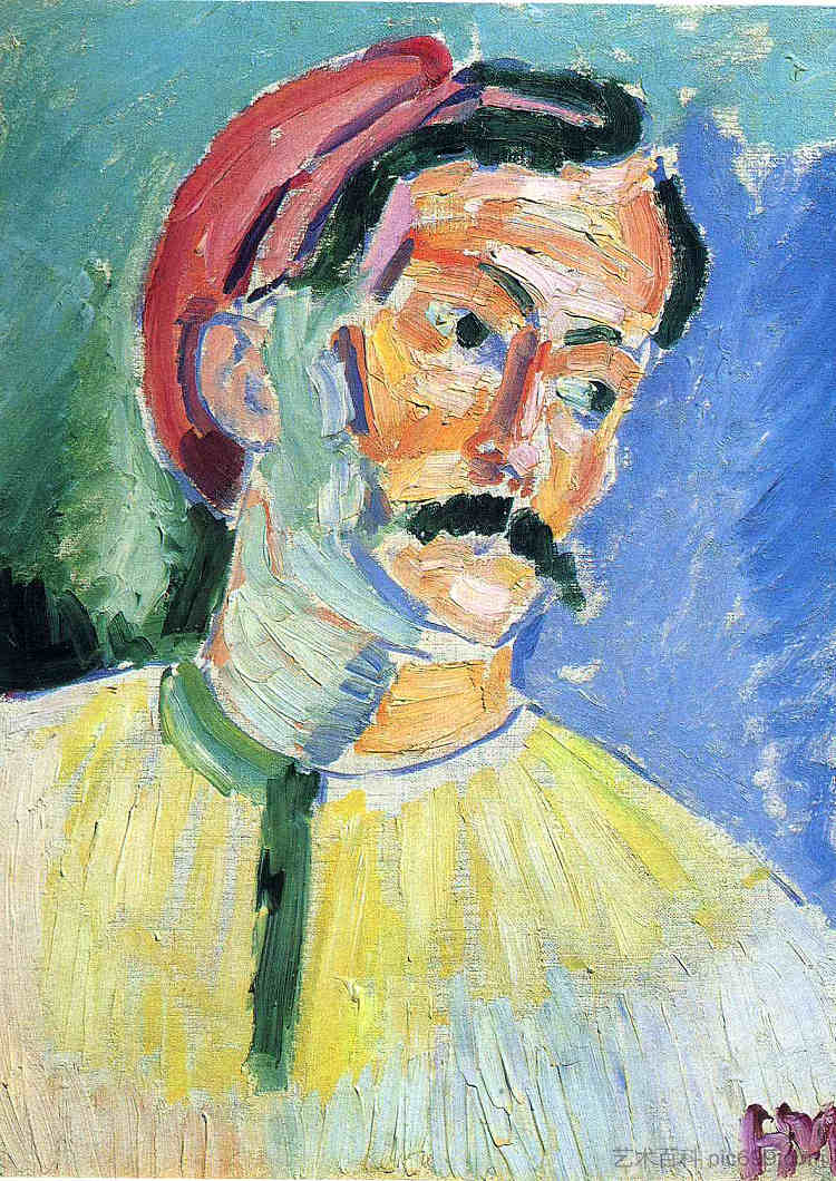 安德烈·德兰的肖像 Portrait of Andre Derain (1905)，亨利·马蒂斯