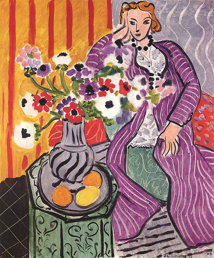 紫袍和海葵 Purple Robe and Anemones (1937)，亨利·马蒂斯