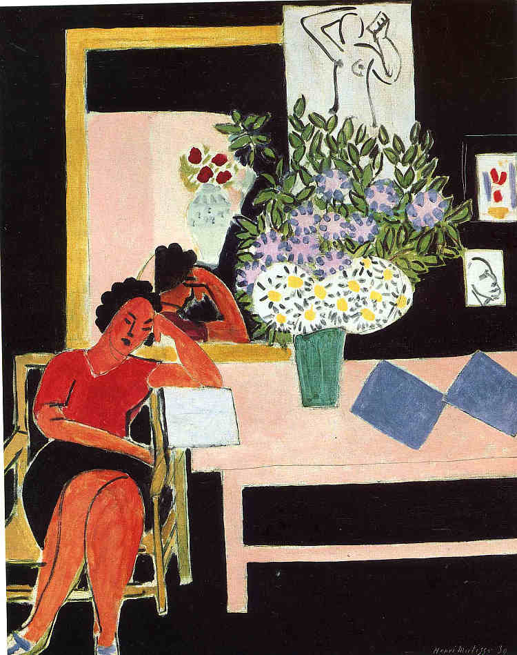 黑色背景阅读器 Reader on a Black Background (1939)，亨利·马蒂斯