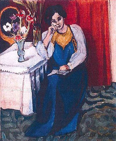 《穿白黄衣服的女孩 Reading Girl in White and Yellow (1919)，亨利·马蒂斯