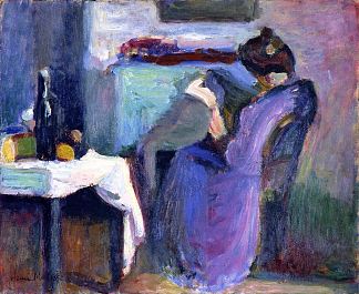 《穿紫色衣服的女人 Reading Woman In Violet Dress (1898)，亨利·马蒂斯