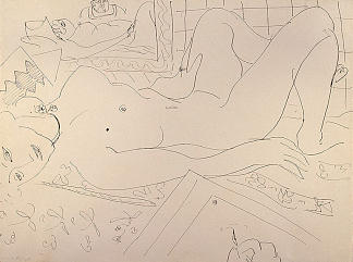 斜倚的裸体(画家和他的模特) Reclining Nude (The Painter and his Model) (1935)，亨利·马蒂斯