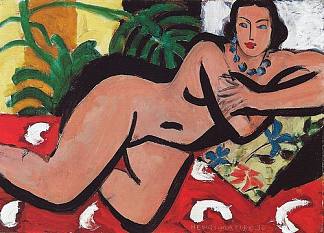 斜倚的蓝眼睛裸体 Reclining Nude with Blue Eyes (1936)，亨利·马蒂斯