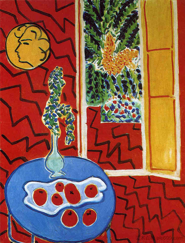 Red Interior. Still Life on a Blue Table Red Interior. Still Life on a Blue Table (1947),亨利·马蒂斯