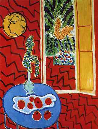 Red Interior. Still Life on a Blue Table Red Interior. Still Life on a Blue Table (1947)，亨利·马蒂斯