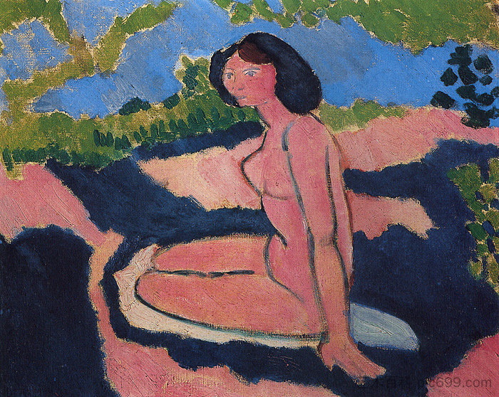 粉红色裸体，或坐着的裸体 Pink Nude, or Seated Nude (1909)，亨利·马蒂斯