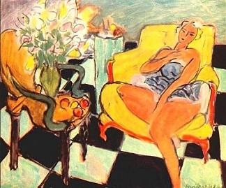 带花坐着的女人 Seated Woman with Flower (1942)，亨利·马蒂斯