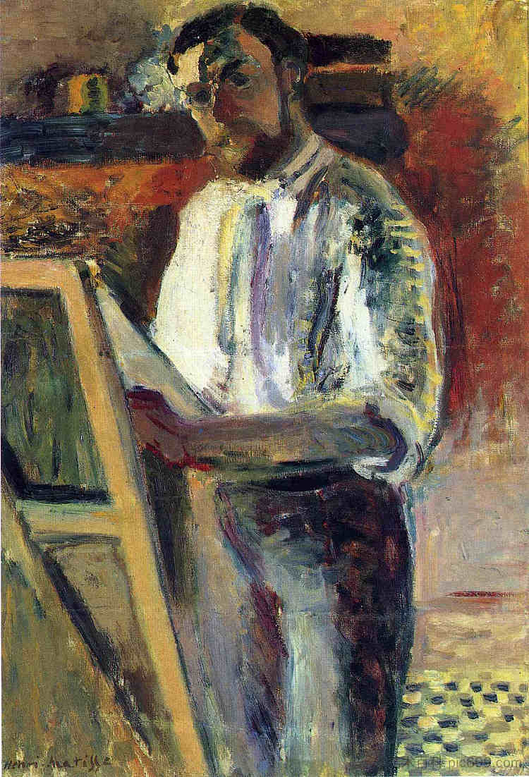 衬衫袖子的自画像 Self-Portrait in Shirtsleeves (1900)，亨利·马蒂斯