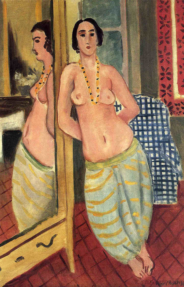 镜子里倒映的站立的奥达利斯克 Standing Odalisque Reflected in a Mirror (1923),亨利·马蒂斯