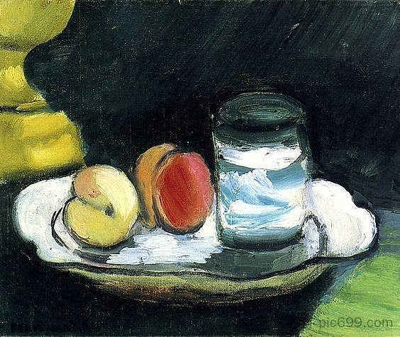 静物，桃子和玻璃 Still Life, Peaches and Glass (1916)，亨利·马蒂斯