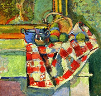 格子桌布静物 Still Life with a Checked Tablecloth (c.1903)，亨利·马蒂斯