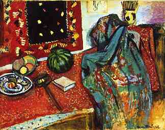 静物与红地毯 Still Life with a Red Rug (1906)，亨利·马蒂斯