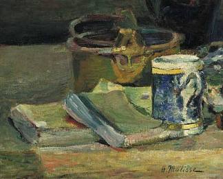 書中的靜物 Still Life with Books (1895)，亨利·馬蒂斯