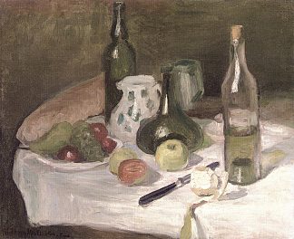 静物与水果和瓶子 Still LIfe with Fruit and Bottles (1896)，亨利·马蒂斯