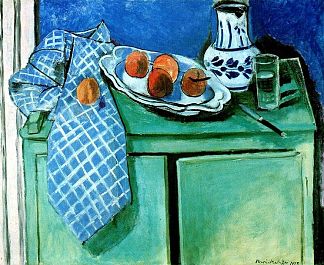 静物与绿色餐具柜 Still Life with Green Sideboard (1928)，亨利·马蒂斯