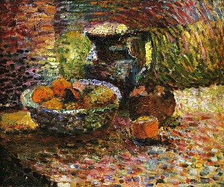 静物与水壶和水果 Still Life with Pitcher and Fruit (c.1898)，亨利·马蒂斯