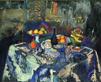 静物与花瓶，瓶子和水果 Still Life with Vase, Bottle and Fruit (c.1906)，亨利·马蒂斯