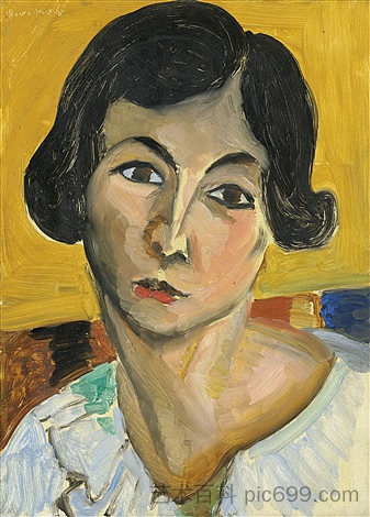 一个弯曲的女人的头（洛雷托） Tête De Femme Penchée (Lorette) (c.1917)，亨利·马蒂斯