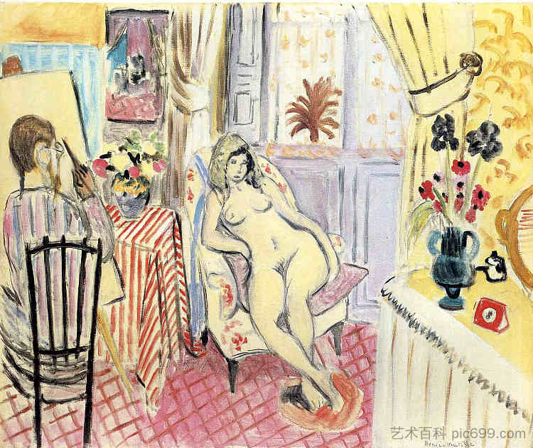 艺术家和他的模特 The Artist and his model (1919),亨利·马蒂斯
