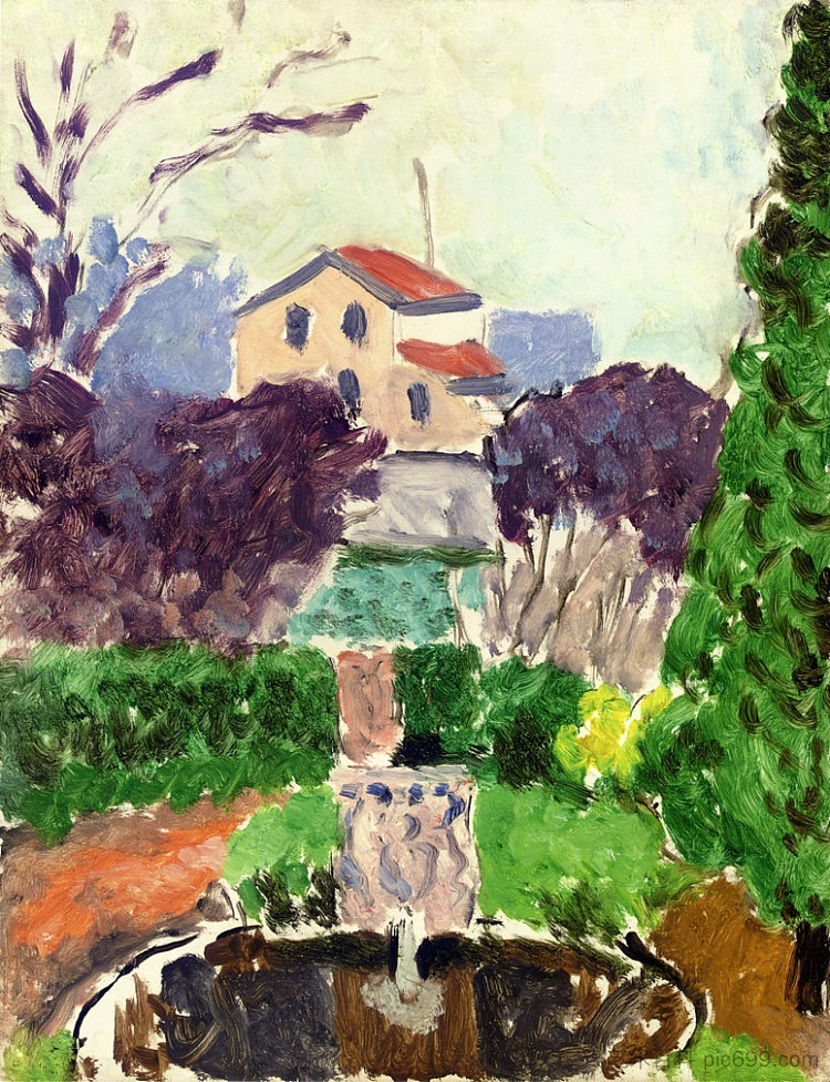 伊西·莱斯·穆里诺的艺术家花园 The Artist's Garden at Issy les Moulineaux (1918)，亨利·马蒂斯