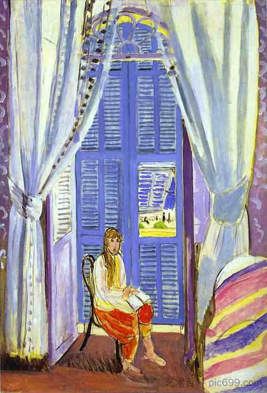 尼斯的落地窗 The French Window at Nice (1919)，亨利·马蒂斯