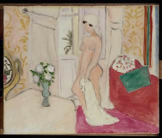 少女和花瓶或粉红色裸体 The Maiden and the vase of flowers or pink nude (1921)，亨利·马蒂斯