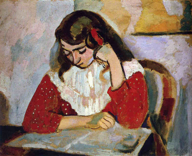 读者，玛格丽特·马蒂斯 The Reader, Marguerite Matisse (1906)，亨利·马蒂斯