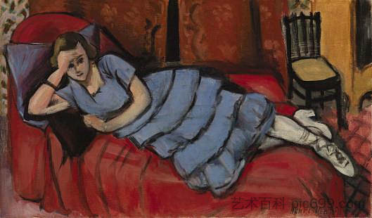 红色沙发(红小吃) The Red Sofa (Le Canapé Rouge) (1921),亨利·马蒂斯