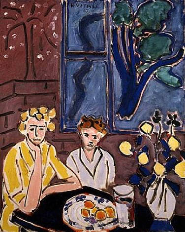 两个女孩,蓝色的窗户 Two Girls, Blue Window (1947),亨利·马蒂斯